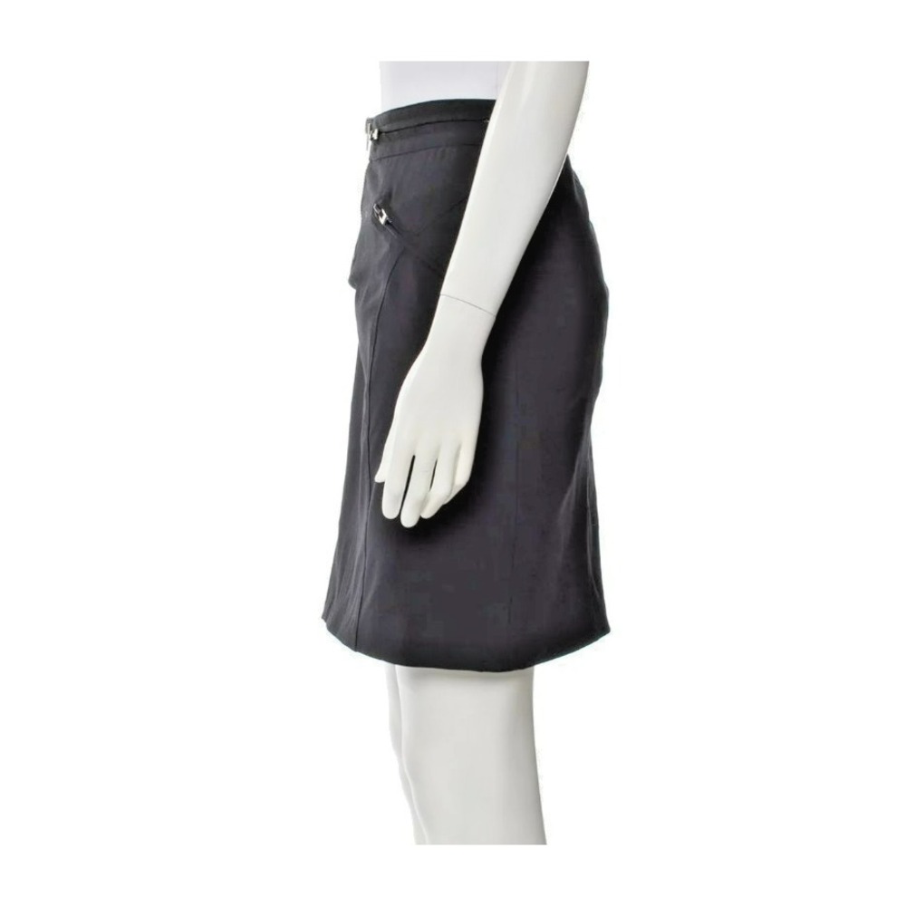 Versace Black Wool‎ Blend Pencil Skirt Sz 8 IT 44 Flap Pockets